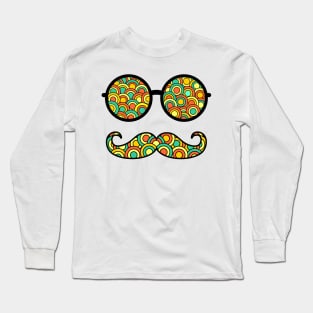 Retro Hipster Mustache Long Sleeve T-Shirt